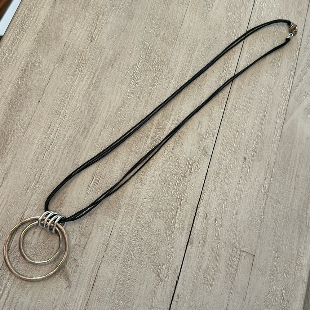 Trades of the East 20” Silver Multi Circle Long Necklace on cord